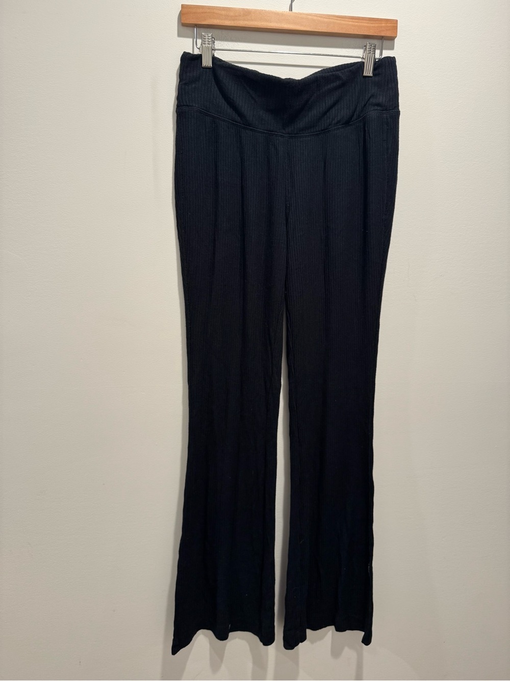 Athleta Black Ribbed Flare Pants